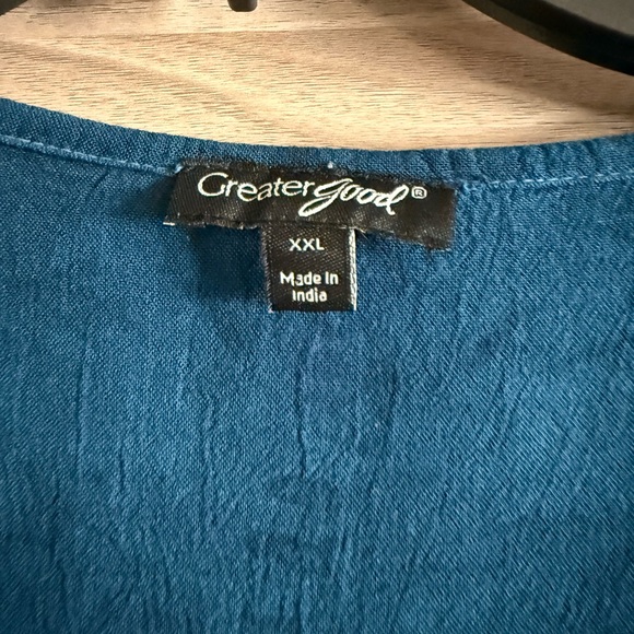 Vibrant Blue and Purple V-Neck Blouse - Picture 2 of 2